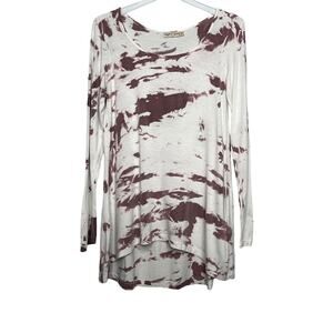 Gypsy Daisy T Shirt Size Medium High Low Top Long Sleeve Tie Dye Scoop Neck